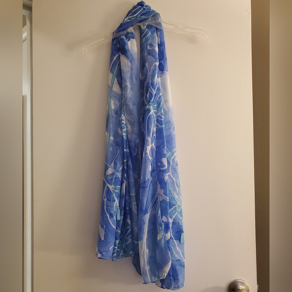 Bata green, blue, and white scarf